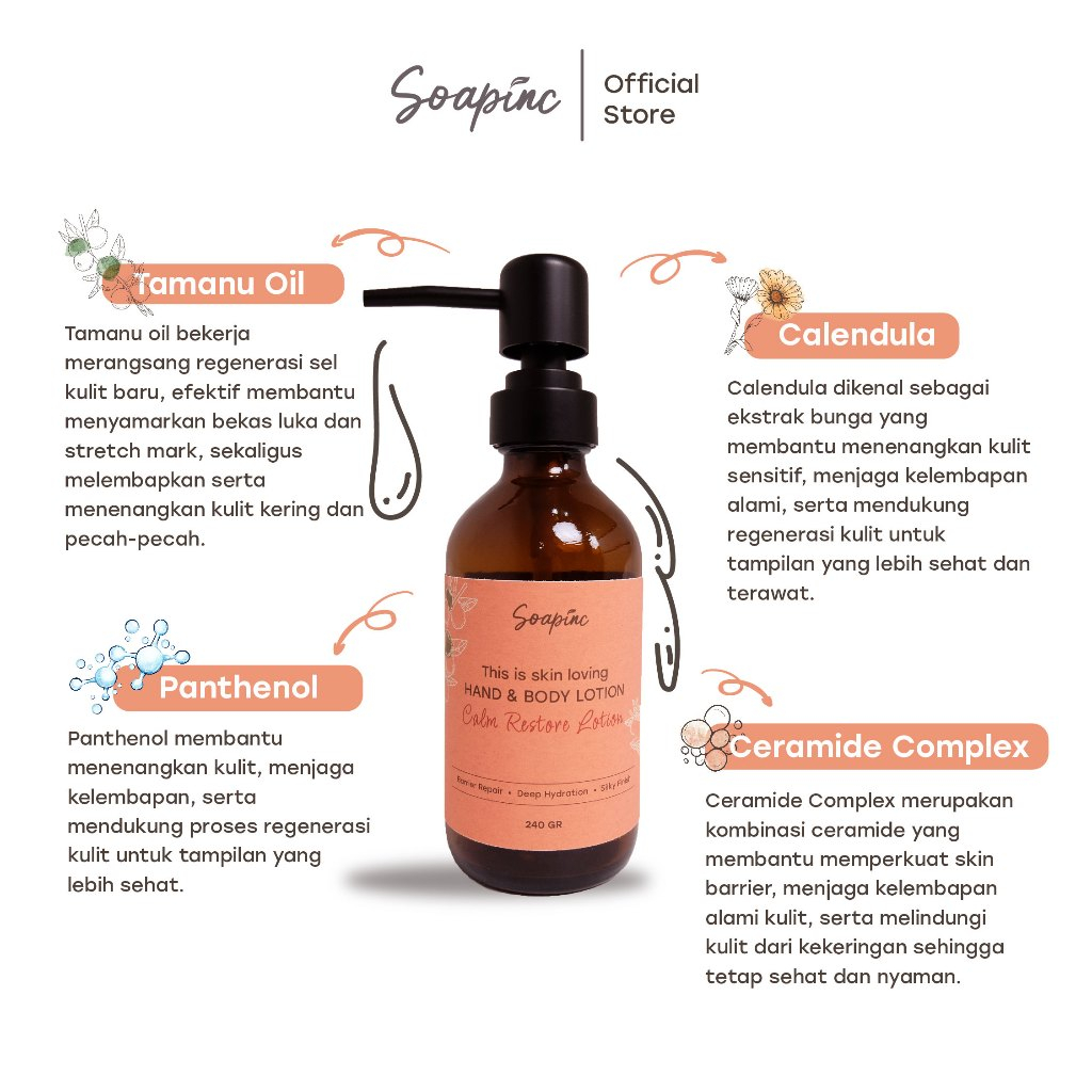Soapinc Natural Hand Body Lotion Silky Moist & Calm Repair Pelembap Kulit Kering & Sensitif dengan Shea Butter, Ceramide & Tamanu Oil - Image 5