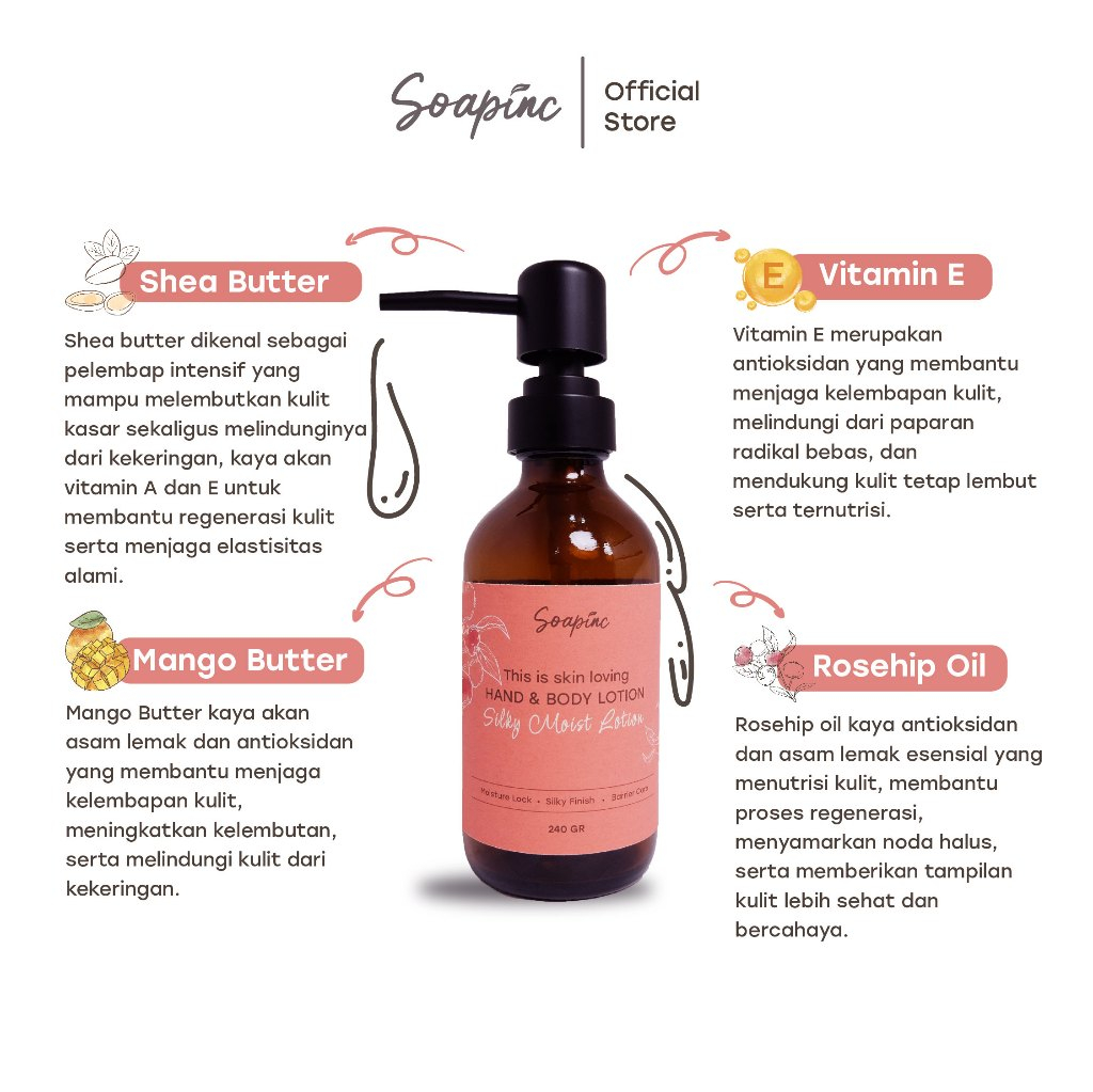 Soapinc Natural Hand Body Lotion Silky Moist & Calm Repair Pelembap Kulit Kering & Sensitif dengan Shea Butter, Ceramide & Tamanu Oil - Image 4