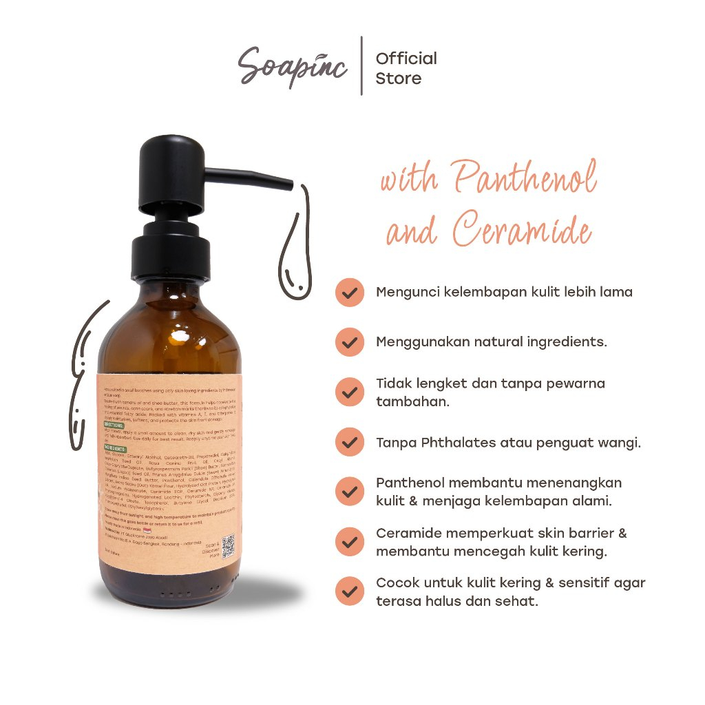 Soapinc Natural Hand Body Lotion Silky Moist & Calm Repair Pelembap Kulit Kering & Sensitif dengan Shea Butter, Ceramide & Tamanu Oil - Image 7