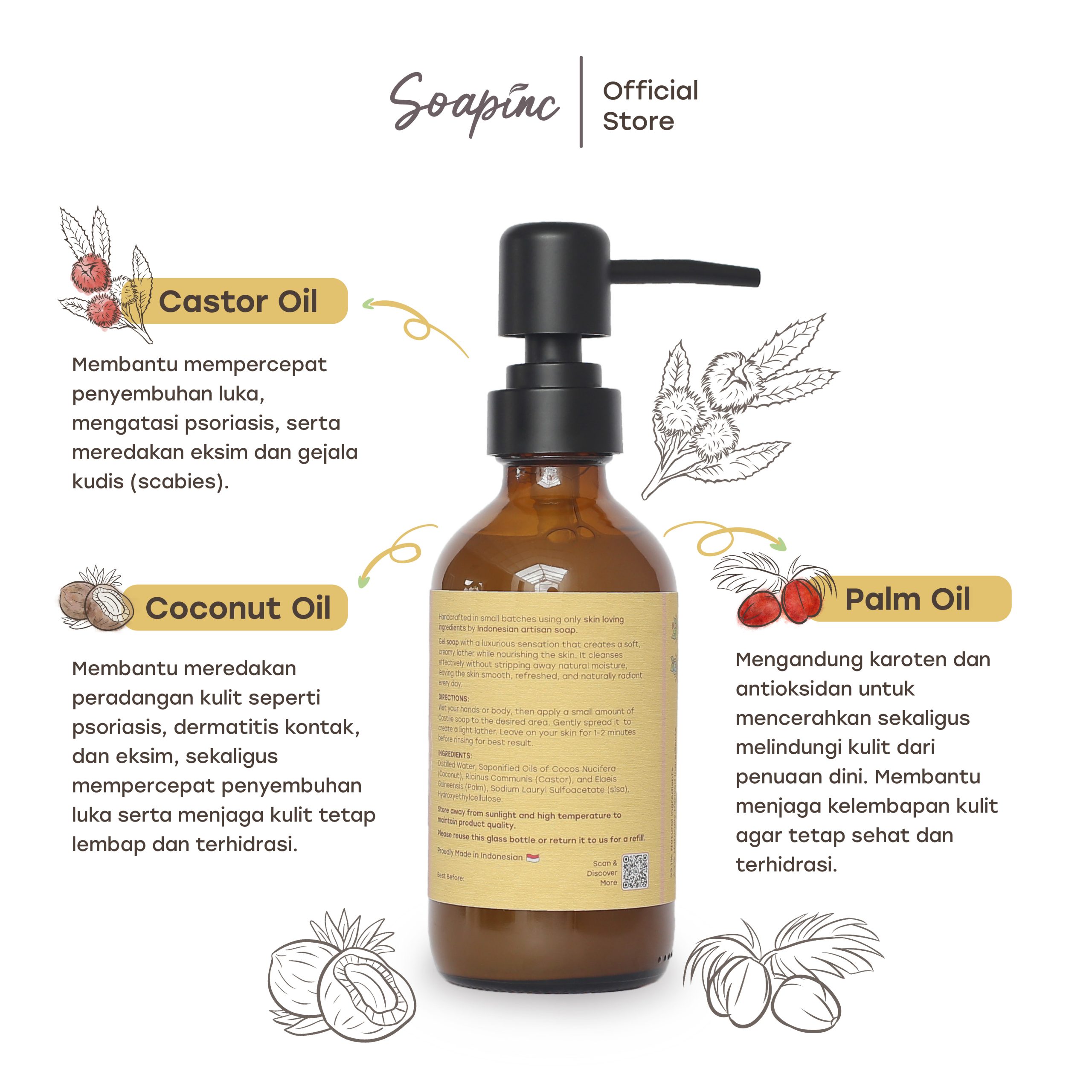 Hydrating Castile Soap Made With Natural Ingredients 240 ml - Image 3