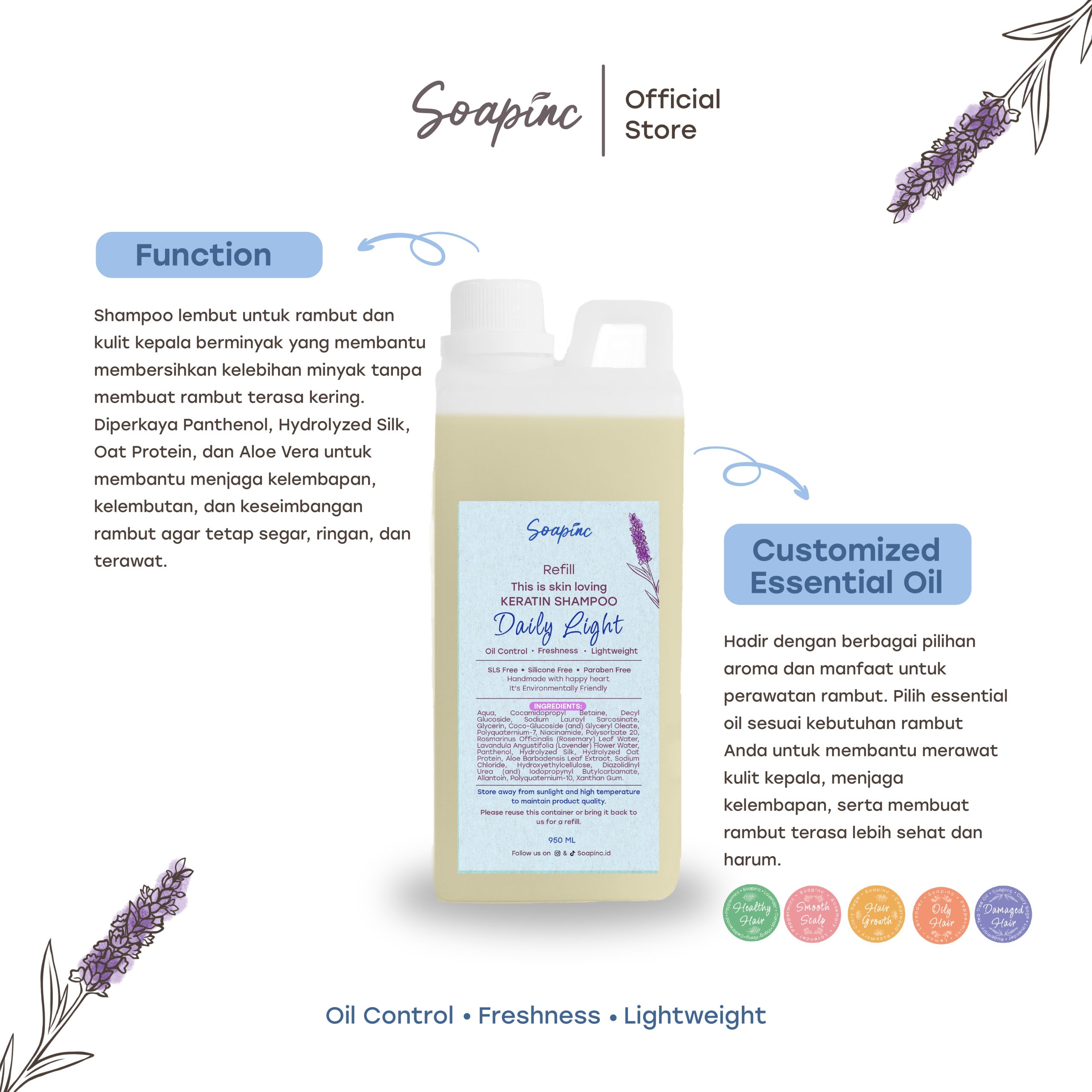 Refill Shampoo Daily Light & Moisture Rich 950 gr - Image 3