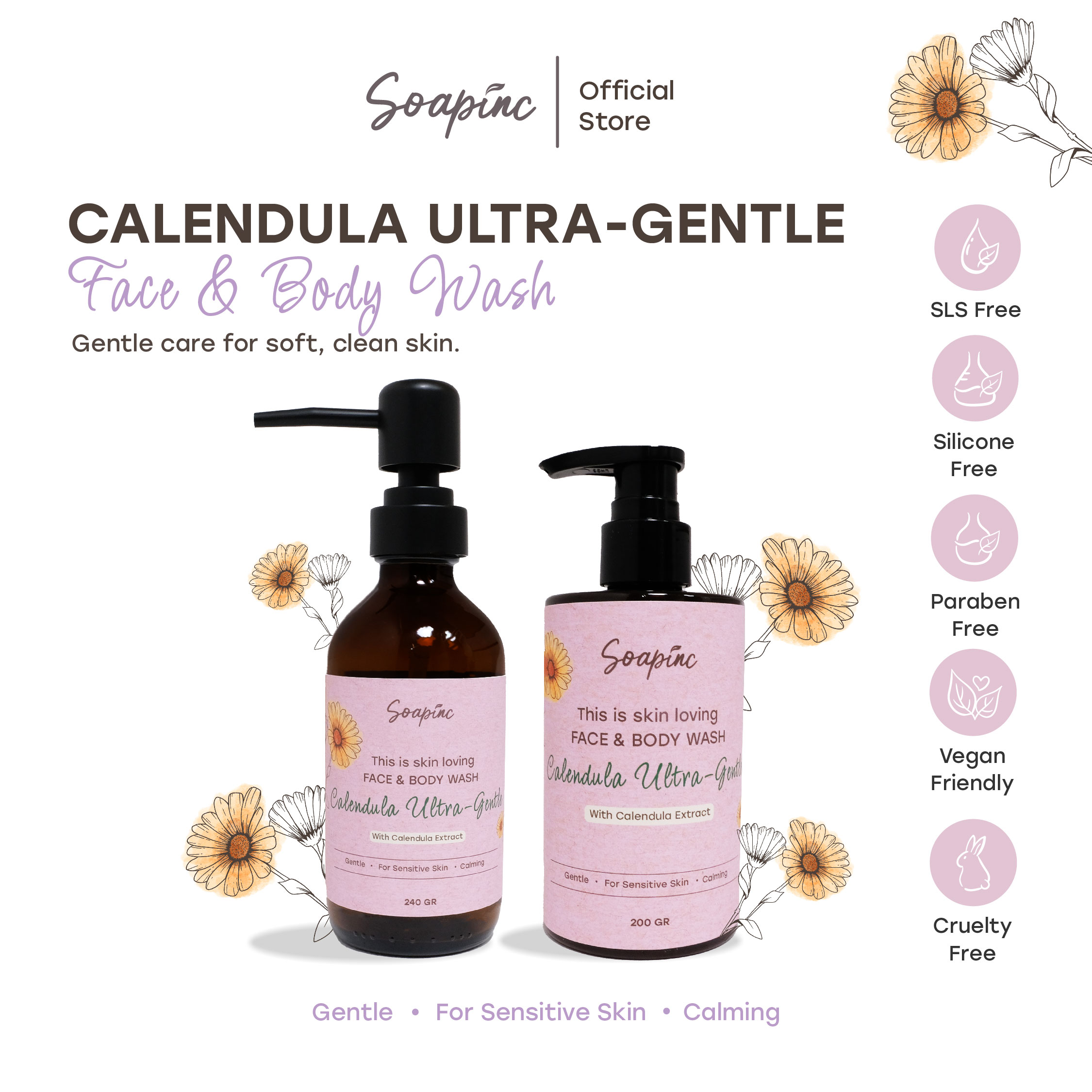 Face & Body Wash Calendula Ultra - Gentle