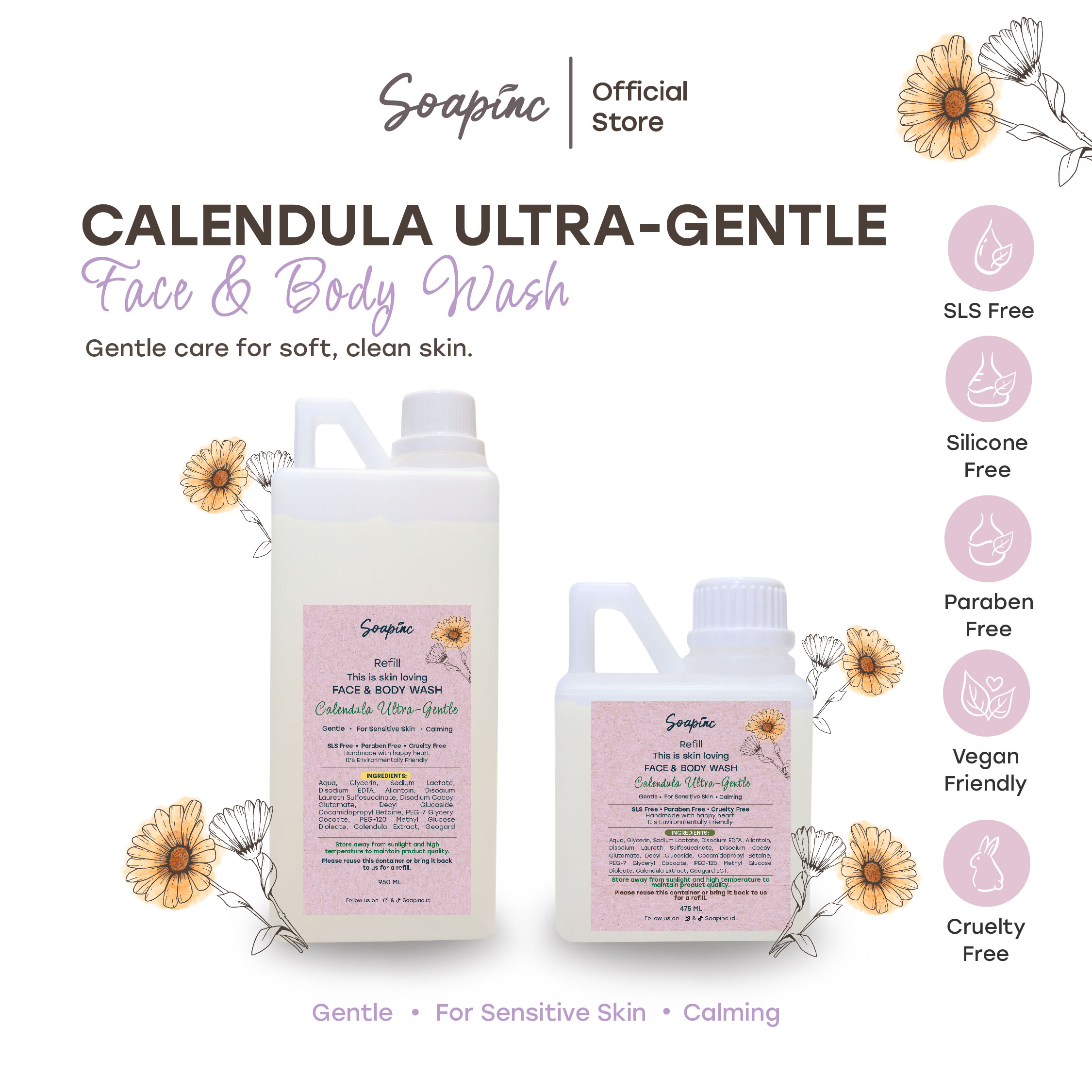 Face & Body Wash Calendula Ultra - Gentle - Image 6